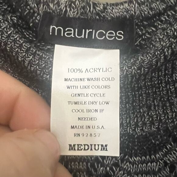 Maurices Black White Wavy Stripe Print Light Knit Sweater Tunic Top, Medium - Picture 9 of 10